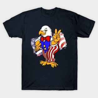 Patriotic Bald Eagle in Uncle Sam Costume T-Shirt